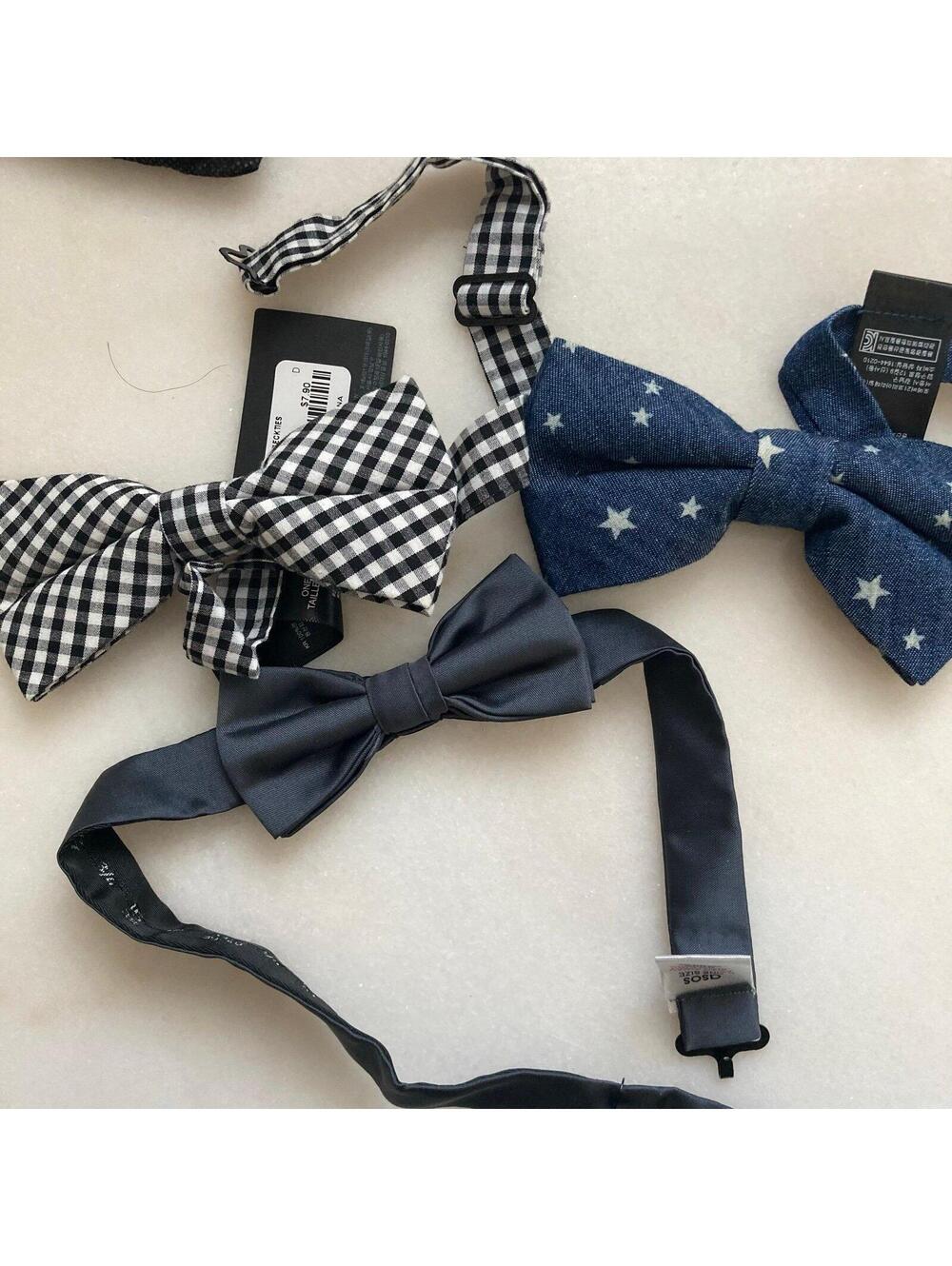 Cute Men Boy Pattern Stars Checkered Bow Ties